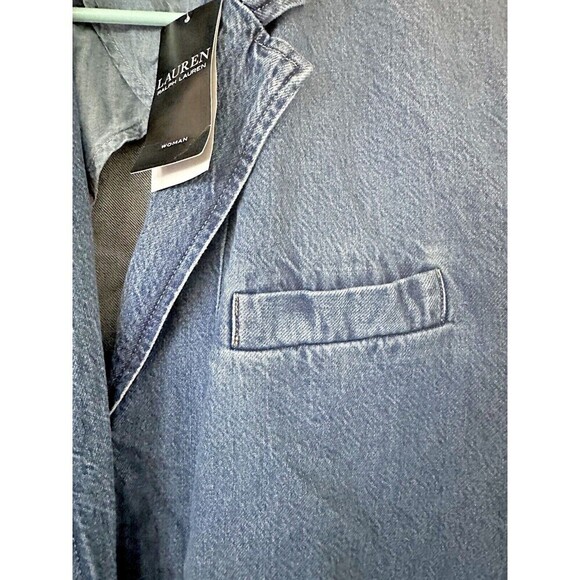 Lauren Ralph Lauren Women's Plus Size One-Button Denim Blazer size 18W - Picture 8 of 12